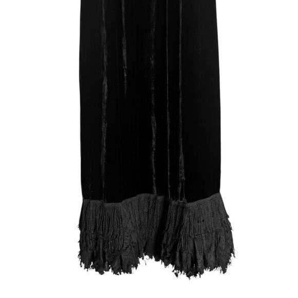 DVF Diane Von Furstenberg Elicia Black Velvet Silk Blend Lace Fringe Hem Dress 2 - Picture 7 of 9